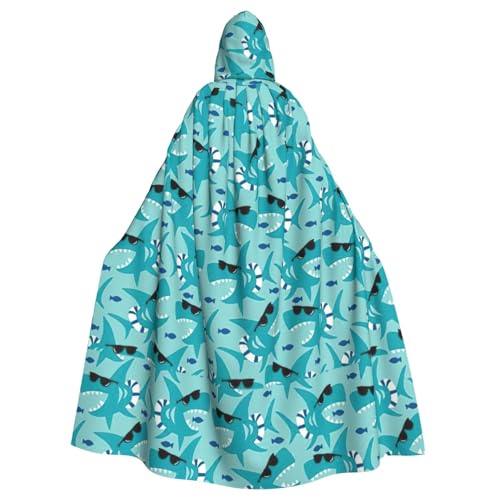 DIEzig Kapuzenumhang Hai mit Sonne, Glasdruck, Erwachsenen-Karneval, Partyzubehör, Halloween-Umhang, ideal für Cosplay-Bühnenveranstaltungen von DIEzig