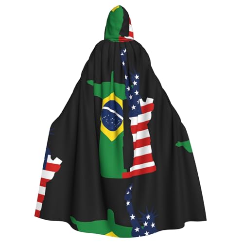 DIEzig Kapuzenumhang mit Amerika und Brasilien, Erwachsenen-Karneval, Partyzubehör, Halloween-Umhang, ideal für Cosplay-Bühnenveranstaltungen DIEzig Kapuzenumhang mit Amerika und Brasilien, Erwachsenen-Karneval, Partyzubehör, Halloween-Umhang, ideal für Cosplay-Bühnenveranstaltungen von DIEzig