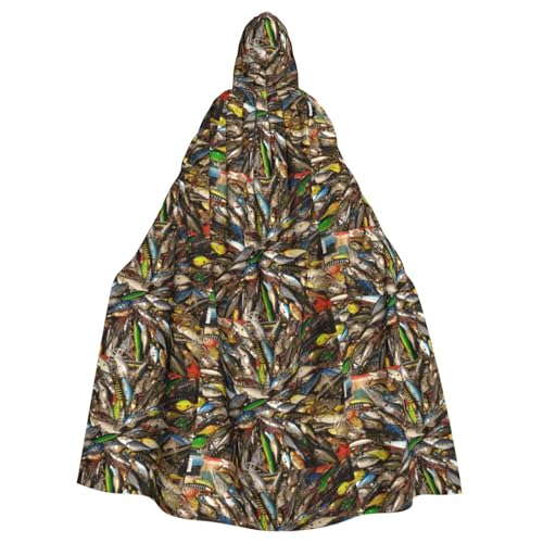 DIEzig Kapuzenumhang mit Fischköderdruck, Erwachsenen-Karneval, Partyzubehör, Halloween-Umhang, ideal für Cosplay-Bühnenveranstaltungen DIEzig Kapuzenumhang mit Fischköderdruck, Erwachsenen-Karneval, Partyzubehör, Halloween-Umhang, ideal für Cosplay-Bühnenveranstaltungen von DIEzig