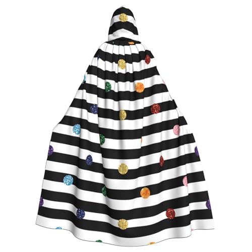 DIEzig Kapuzenumhang mit Glitzer, Regenbogenfarben, gepunktet, schwarz-weiß, bedruckt, für Erwachsene, Karneval, Party, Halloween, ideal für Cosplay, Bühnenveranstaltungen von DIEzig