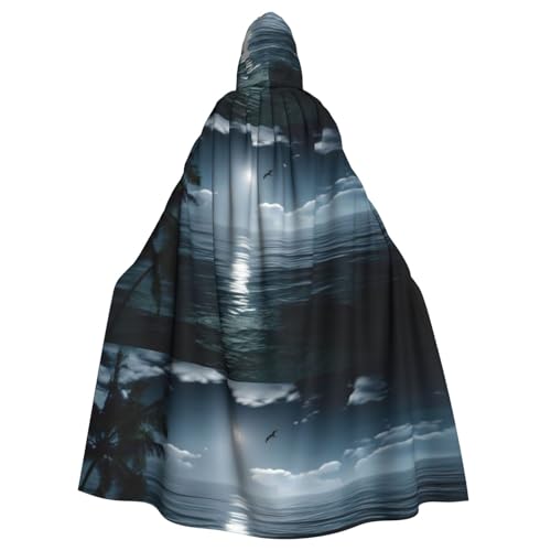 DIEzig Kapuzenumhang mit Meeresmond-Druck, Erwachsenen-Karneval, Partyzubehör, Halloween-Umhang, ideal für Cosplay-Bühnenveranstaltungen von DIEzig