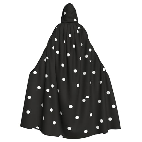 DIEzig Kapuzenumhang mit Punkten, schwarz-weiß bedruckt, für Erwachsene, Karneval, Party, Halloween, Umhang, ideal für Cosplay-Bühnenveranstaltungen von DIEzig