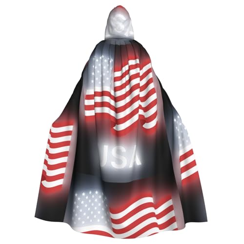 DIEzig Kapuzenumhang mit amerikanischer Flagge, Erwachsenen-Karneval, Partyzubehör, Halloween-Umhang, ideal für Cosplay-Bühnenveranstaltungen von DIEzig