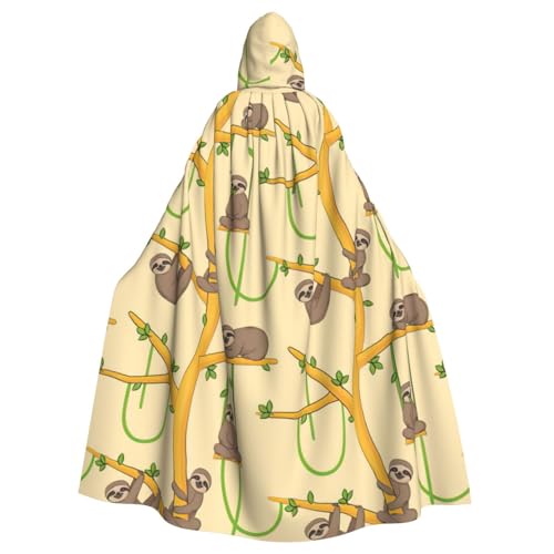 DIEzig Kapuzenumhang mit niedlichem Cartoon-Faultier-Druck, Erwachsenen-Karneval, Partyzubehör, Halloween-Umhang, ideal für Cosplay-Bühnenveranstaltungen von DIEzig