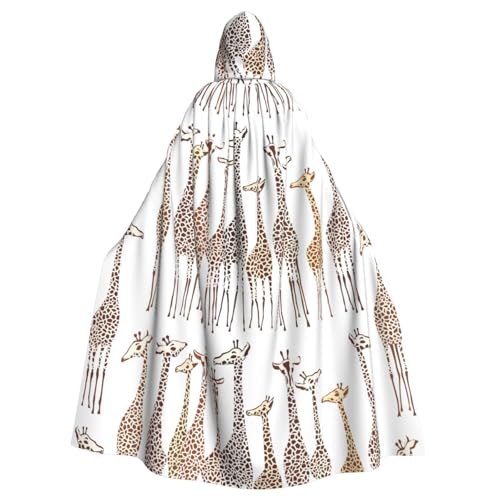DIEzig Kapuzenumhang mit niedlichem Cartoon-Giraffen-Druck, Erwachsenen-Karneval, Partyzubehör, Halloween-Umhang, ideal für Cosplay-Bühnenveranstaltungen von DIEzig