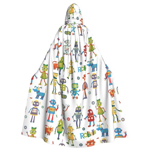 DIEzig Kapuzenumhang mit niedlichem Cartoon-Roboter, Erwachsenen-Karneval, Partyzubehör, Halloween-Umhang, ideal für Cosplay-Bühnenveranstaltungen von DIEzig