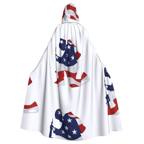 DIEzig Kapuzenumhang mit patriotischer Soldaten-Silhouette, Erwachsenen-Karneval, Partyzubehör, Halloween-Umhang, ideal für Cosplay-Bühnenveranstaltungen DIEzig Kapuzenumhang mit patriotischer Soldaten-Silhouette, Erwachsenen-Karneval, Partyzubehör, Halloween-Umhang, ideal für Cosplay-Bühnenveranstaltungen von DIEzig