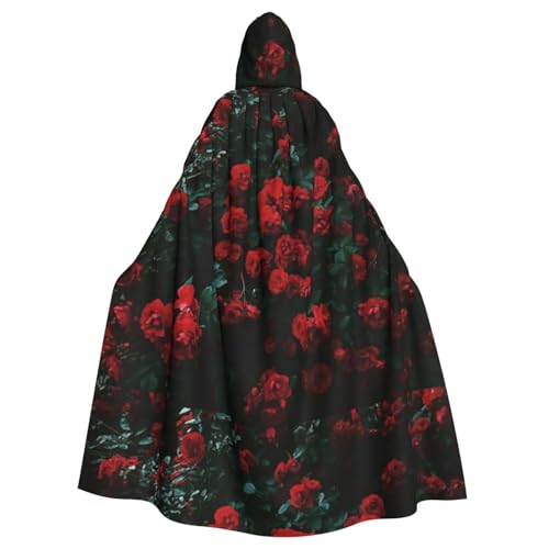 DIEzig Kapuzenumhang mit rotem und schwarzem Rosendruck, für Erwachsene, Karneval, Party, Halloween, Umhang, ideal für Cosplay-Bühnenveranstaltungen DIEzig Kapuzenumhang mit rotem und schwarzem Rosendruck, für Erwachsene, Karneval, Party, Halloween, Umhang, ideal für Cosplay-Bühnenveranstaltungen von DIEzig