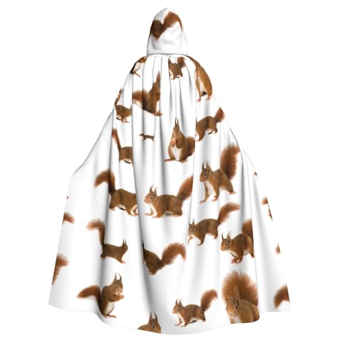 DIEzig Kapuzenumhang mit süßem Eichhörnchen-Druck, Erwachsenen-Karneval, Partyzubehör, Halloween-Umhang, ideal für Cosplay-Bühnenveranstaltungen von DIEzig