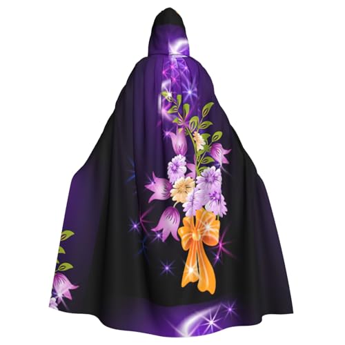 DIEzig Leichter romantischer Blumendruck, Kapuzenumhang, Erwachsenen-Kostüm, Karneval, Partyzubehör, Halloween-Umhang, ideal für Cosplay-Bühnenveranstaltungen von DIEzig