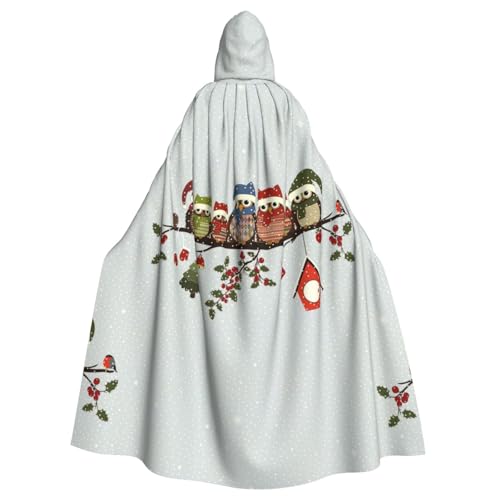 DIEzig Niedliche Weihnachts-Eulen auf Ast, Kapuzenumhang, Erwachsenen-Karneval, Partyzubehör, Halloween-Umhang, ideal für Cosplay-Bühnenveranstaltungen von DIEzig