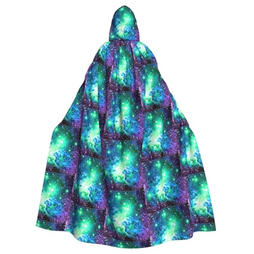 DIEzig Umhang mit Kapuze, Galaxie-Druck, für Erwachsene, Karneval, Party, Halloween, ideal für Cosplay, Bühnenveranstaltungen, Grün / Blau / Lila von DIEzig