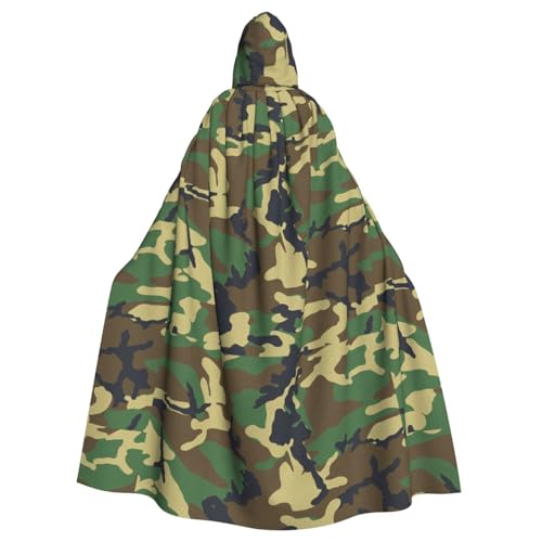 DIEzig Umhang mit Kapuze, Militär-Camouflage-Druck, für Erwachsene, Karneval, Party, Halloween, ideal für Cosplay, Bühnenveranstaltungen von DIEzig