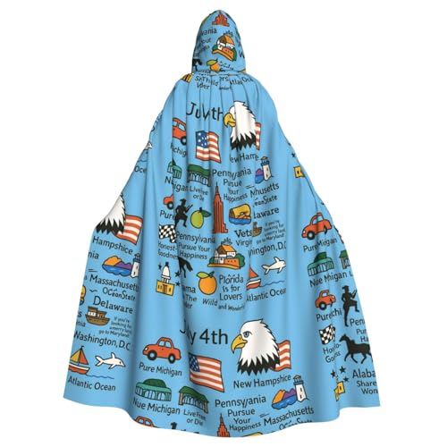 DIEzig Umhang mit Kapuze, Motiv: 4. Juli mit Symboldruck, für Erwachsene, Karneval, Party, Halloween, ideal für Cosplay-Bühnenveranstaltungen DIEzig Umhang mit Kapuze, Motiv: 4. Juli mit Symboldruck, für Erwachsene, Karneval, Party, Halloween, ideal für Cosplay-Bühnenveranstaltungen von DIEzig