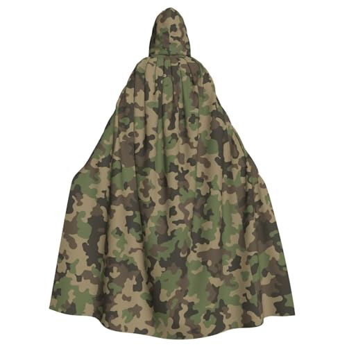 DIEzig Umhang mit Kapuze, grüner Camouflage-Druck, für Erwachsene, Karneval, Party, Halloween, ideal für Cosplay-Bühnenveranstaltungen von DIEzig