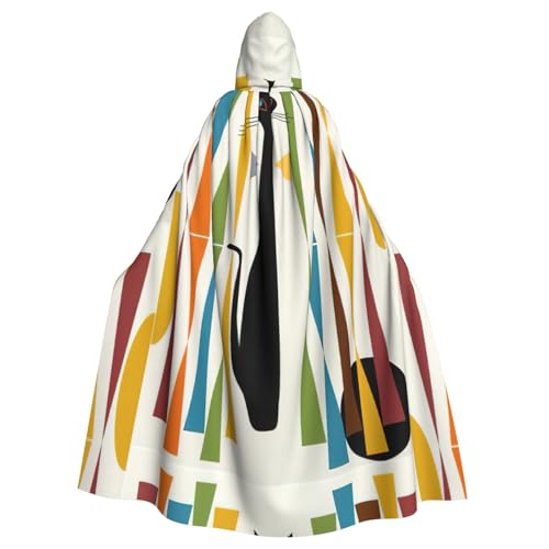 DIEzig Umhang mit Kapuze aus der Mitte des Jahrhunderts, moderner Katzendruck, Erwachsenen-Karneval, Partyzubehör, Halloween-Umhang, ideal für Cosplay-Bühnenveranstaltungen DIEzig Umhang mit Kapuze aus der Mitte des Jahrhunderts, moderner Katzendruck, Erwachsenen-Karneval, Partyzubehör, Halloween-Umhang, ideal für Cosplay-Bühnenveranstaltungen von DIEzig
