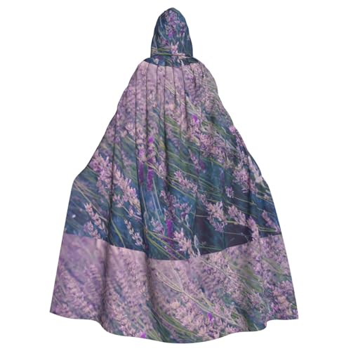 DIEzig Umhang mit Kapuze und Lavendelfelddruck, für Erwachsene, Karneval, Party, Halloween, ideal für Cosplay, Bühnenveranstaltungen von DIEzig