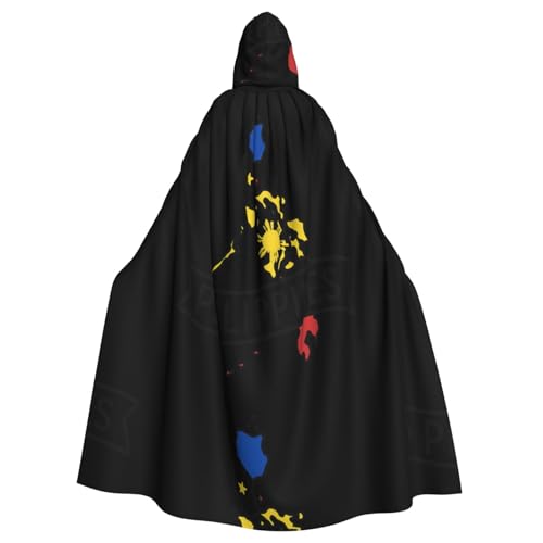 DIEzig Umhang mit Kapuze und Philippinen-Kartendruck, Erwachsenen-Karneval, Partyzubehör, Halloween-Umhang, ideal für Cosplay-Bühnenveranstaltungen von DIEzig