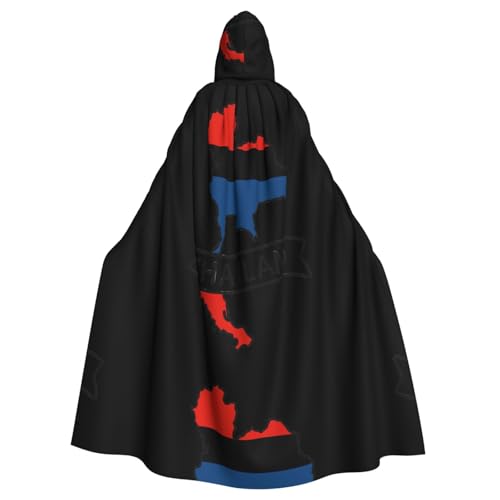 DIEzig Umhang mit Kapuze und Thailand-Kartendruck, für Erwachsene, Karneval, Party, Halloween, ideal für Cosplay, Bühnenveranstaltungen DIEzig Umhang mit Kapuze und Thailand-Kartendruck, für Erwachsene, Karneval, Party, Halloween, ideal für Cosplay, Bühnenveranstaltungen von DIEzig