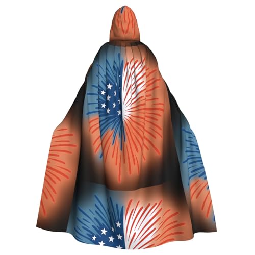 DIEzig Umhang mit Kapuze und patriotischem Feuerdruck, Erwachsenen-Karneval, Partyzubehör, Halloween-Umhang, ideal für Cosplay-Bühnenveranstaltungen von DIEzig