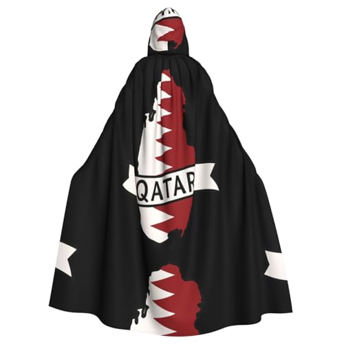 DIEzig Umhang mit Katar-Karte, mit Kapuze, für Erwachsene, Karneval, Party, Halloween, ideal für Cosplay, Bühnenveranstaltungen von DIEzig