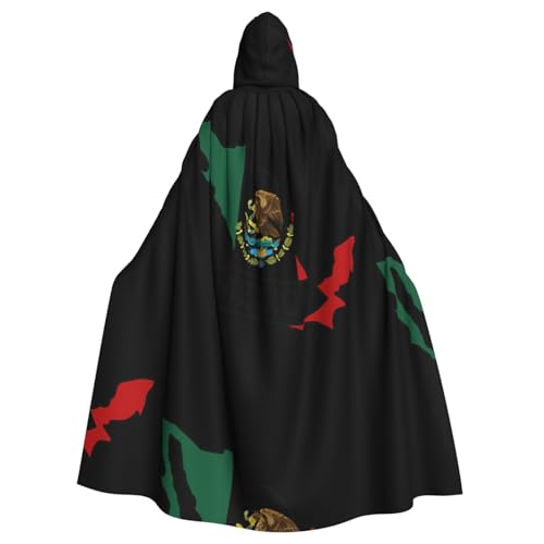 DIEzig Umhang mit Mexiko-Karte, Umriss-Druck, Kapuzenumhang, für Erwachsene, Karneval, Party, Halloween, Umhang, ideal für Cosplay-Bühnenveranstaltungen von DIEzig