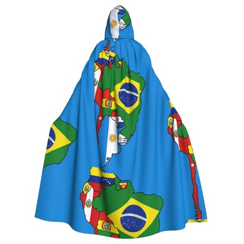 DIEzig Umhang mit Südamerika-Flaggen, mit Kapuze, für Erwachsene, Karneval, Party, Halloween, ideal für Cosplay, Bühnenveranstaltungen DIEzig Umhang mit Südamerika-Flaggen, mit Kapuze, für Erwachsene, Karneval, Party, Halloween, ideal für Cosplay, Bühnenveranstaltungen von DIEzig