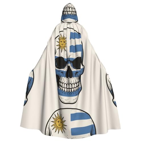 DIEzig Umhang mit Uruguay-Flagge, Skelett-Druck, Kapuzenumhang für Erwachsene, Karneval, Party, Halloween, ideal für Cosplay-Bühnenveranstaltungen DIEzig Umhang mit Uruguay-Flagge, Skelett-Druck, Kapuzenumhang für Erwachsene, Karneval, Party, Halloween, ideal für Cosplay-Bühnenveranstaltungen von DIEzig