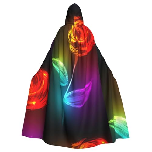 DIEzig Umhang mit roter Rose, Kunstdruck, Kapuzenumhang für Erwachsene, Karneval, Party, Halloween, ideal für Cosplay-Bühnenveranstaltungen von DIEzig