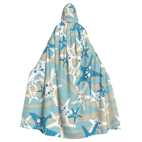 DIEzig Wunderschöner Kapuzenumhang mit Seestern-Druck, Erwachsenen-Karneval, Partyzubehör, Halloween-Umhang, ideal für Cosplay-Bühnenveranstaltungen von DIEzig