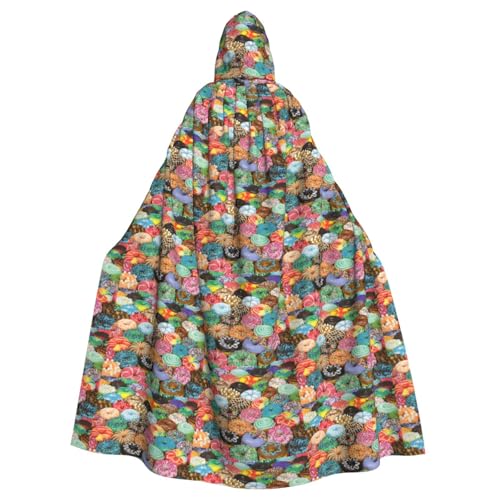 Kapuzenumhang mit Donut-Druck, Erwachsenen-Karneval, Partyzubehör, Halloween-Umhang, ideal für Cosplay-Bühnenveranstaltungen von DIEzig