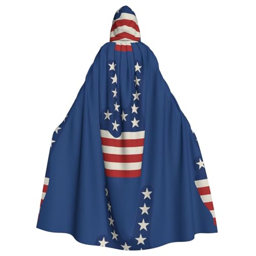 Umhang mit Kapuze, Motiv: Friedenshand, USA-Flagge, bedruckt, für Erwachsene, Karneval, Party, Halloween, ideal für Cosplay, Bühnenveranstaltungen Umhang mit Kapuze, Motiv: Friedenshand, USA-Flagge, bedruckt, für Erwachsene, Karneval, Party, Halloween, ideal für Cosplay, Bühnenveranstaltungen von DIEzig
