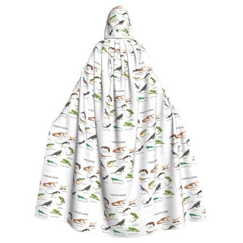 Verschiedene Arten von Kapuzenumhang mit Eidechsenaufdruck, Erwachsenen-Karneval, Partyzubehör, Halloween-Umhang, ideal für Cosplay-Bühnenveranstaltungen von DIEzig