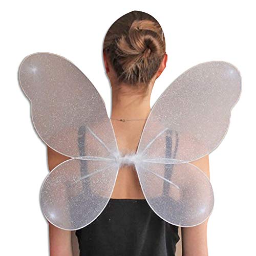 DIGITAL SPOT Damen Feen-Party-Flügel mit silberfarbenem Glitzer, für Buchwoche, Party-Zubehör, Weiß, Einheitsgröße (50 x 28 cm) von DIGITAL SPOT