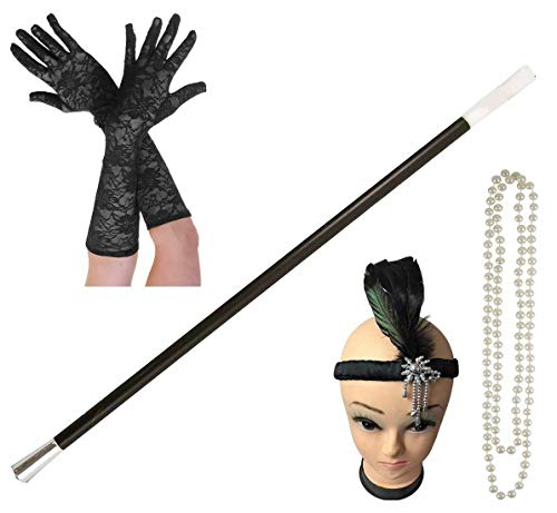 DIGITAL SPOT Damen lange Handschuhe Halskette Zigarettenspitze Damen Fancy 1920s Party Zubehör Einheitsgröße DIGITAL SPOT Damen lange Handschuhe Halskette Zigarettenspitze Damen Fancy 1920s Party Zubehör Einheitsgröße von DIGITAL SPOT