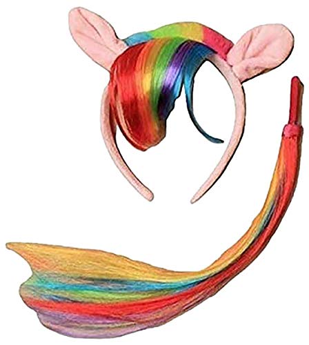 DIGITAL SPOT Haarreif mit Regenbogenfellschwanz für Mädchen, Pony-Ohren, Junggesellinnenabschied, Kostüm, Regenbogen-Stirnband mit Schwanz OS DIGITAL SPOT Haarreif mit Regenbogenfellschwanz für Mädchen, Pony-Ohren, Junggesellinnenabschied, Kostüm, Regenbogen-Stirnband mit Schwanz OS von DIGITAL SPOT