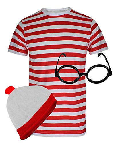 DIGITAL SPOT Herren-T-Shirt, Rundhalsausschnitt, Zauberer, Brille, Hut, ausgefallenes Partyzubehör, Größe S, Rot und Weiß DIGITAL SPOT Herren-T-Shirt, Rundhalsausschnitt, Zauberer, Brille, Hut, ausgefallenes Partyzubehör, Größe S, Rot und Weiß von DIGITAL SPOT