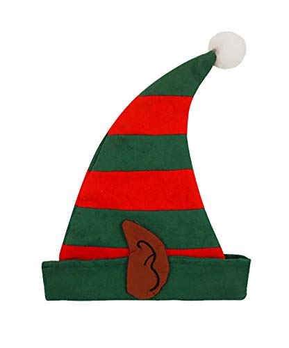 DIGITAL SPOT Weihnachtsmütze für Kinder, mit Ohren, für Erwachsene, Rot und Grün, gestreift, ausgefallenes Party-Accessoire, Einheitsgröße DIGITAL SPOT Weihnachtsmütze für Kinder, mit Ohren, für Erwachsene, Rot und Grün, gestreift, ausgefallenes Party-Accessoire, Einheitsgröße von DIGITAL SPOT