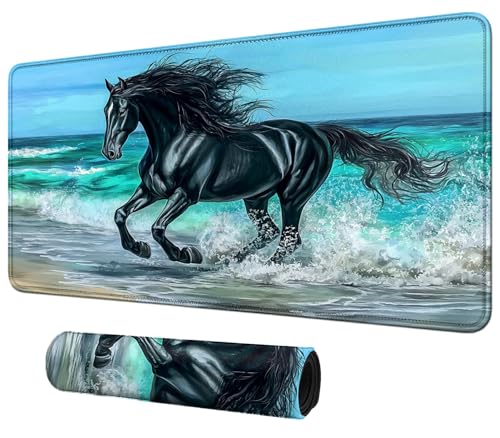 DIGTIALL Black Horse Galoppierende Themenkarte Spielmatte 59,9 x 35,1 cm für MTG & TCG Playmat Mouse Pad Game Mat Sammelkartenspiel Tischmatte perfekt für Kartenspiele Videospiele Computer Büro von DIGTIALL