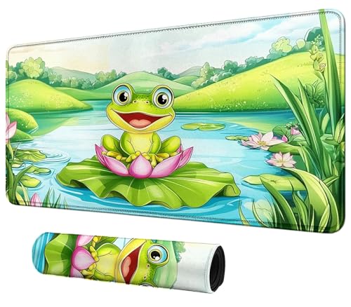 DIGTIALL Niedliche Cartoon-Frosch-Themenkarten-Spielmatte, 59,9 x 35,1 cm, für MTG & TCG, Spielmatte, Mauspad, Spielmatte, Sammelkartenspiel, Tischmatte, perfekt für Kartenspiele, Videospiele von DIGTIALL