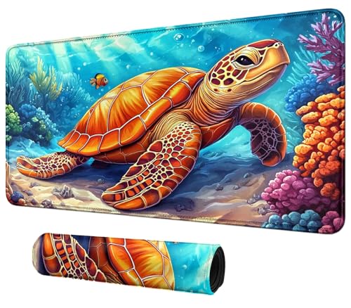 DIGTIALL Niedliche Cartoon-Meeresschildkröten-Themenkarte, Spielmatte, 59,9 x 35,1 cm, für MTG und TCG, Spielmatte, Mauspad, Spielmatte, Sammelkartenspiel, Tischmatte, perfekt für Kartenspiele von DIGTIALL