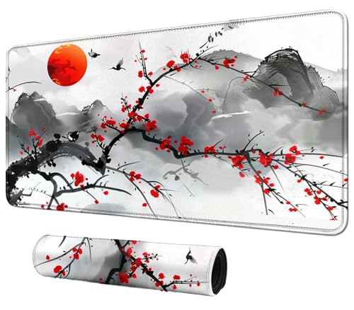 DIGTIALL Plum Tree is Full of Red Flowers Kartenmatte für MTG & TCG Playmat Mauspad, 59,9 x 35,1 cm, Spielmatte, Sammelkartenspiel, Spielmatten, Tischmatte, perfekt für Kartenspiele, Videospiele von DIGTIALL