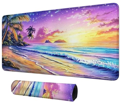 DIGTIALL Spielmatte mit Motiv Strand bei Sonnenuntergang, 59,9 x 35,1 cm, für MTG & TCG Playmat Mauspad Spielmatte Sammelkartenspiel Tischmatte perfekt für Kartenspiele, Videospiele, Computer, Büro von DIGTIALL