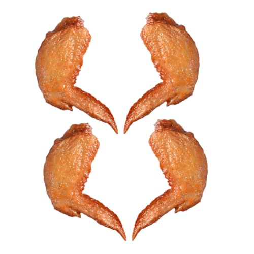 4 Stück Simulierte Hühnerflügel Simulierte Chicken Wings Anzeige Von Gebratene Hähnchenflügel Realistisches Hühnerfutter Gefälschtes Brathähnchen PVC Fleisch Schreibtisch von DIKACA