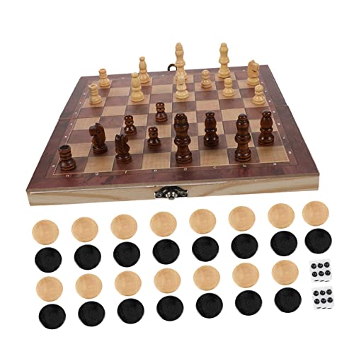 DIKACA 1 Satz 3 1 Faltbares Schach Lernspielzeug für pädagogisches Schachbrett Schach Schachspielbrett Spielzeugschach hölzern Brown von DIKACA