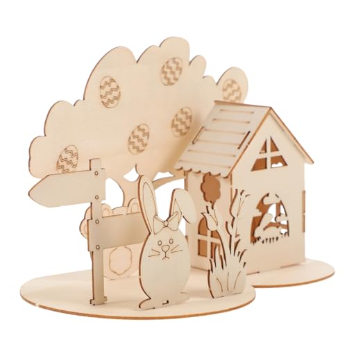 1 Satz 3D-Puzzle-Kaninchen Hasen-Osterrätsel Lernpuzzlespielzeug holzbaukasten Kinder Geschenke für Schulanfang Tier schmücken Kulissen Requisiten Kleinkind Ornamente von DIKACA