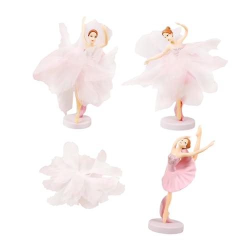 DIKACA 1 Satz 6 Stück Ballettmädchen-ornamente Ballerina-tortenaufsatz Ballerina-figur Tänzer Figur Statue Kuchendeckel Ballerina-skulptur Ballettfiguren Rosa Gittergewebe von DIKACA