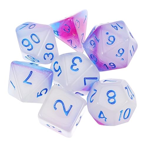 DIKACA 1 Satz 7 Stück Leuchtende Polyedrische Spiel Brettspiele Stütze Interessanter Zahlenwürfel Trpg Spielwürfel Mehrseitige Würfeln Acryl von DIKACA