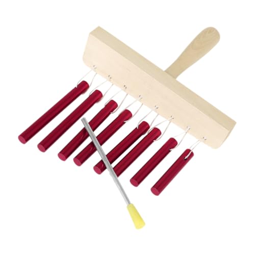 DIKACA 1 Satz Aluminiumrohr Glockenanordnung Resonatorglocken Instrument Band Windglockenrohr 8 Ton Bündel Glockenanordnung Instrument Akkordeon 8 Ton Windspielinstrument Massivholz Rot von DIKACA
