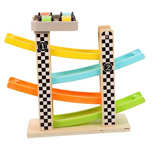 DIKACA 1 Satz Auto-Track- Rennautobahn Für Kleinkinder Von 1 Bis 3 Jahren Rennspiele Autorennbahn Für Kleinkinder 1-3 Auto Rampe Autorennen Autospur Hölzern von DIKACA
